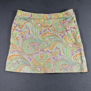 Vtg Ralph Lauren Golf Skort Womens 8 Multicolor Paisley Stretch Lined Pockets
